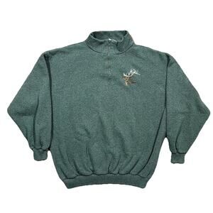 Art Unlimited Elk 1/4 Zip Mock Neck Pullover Made in USA Men’s XL Green